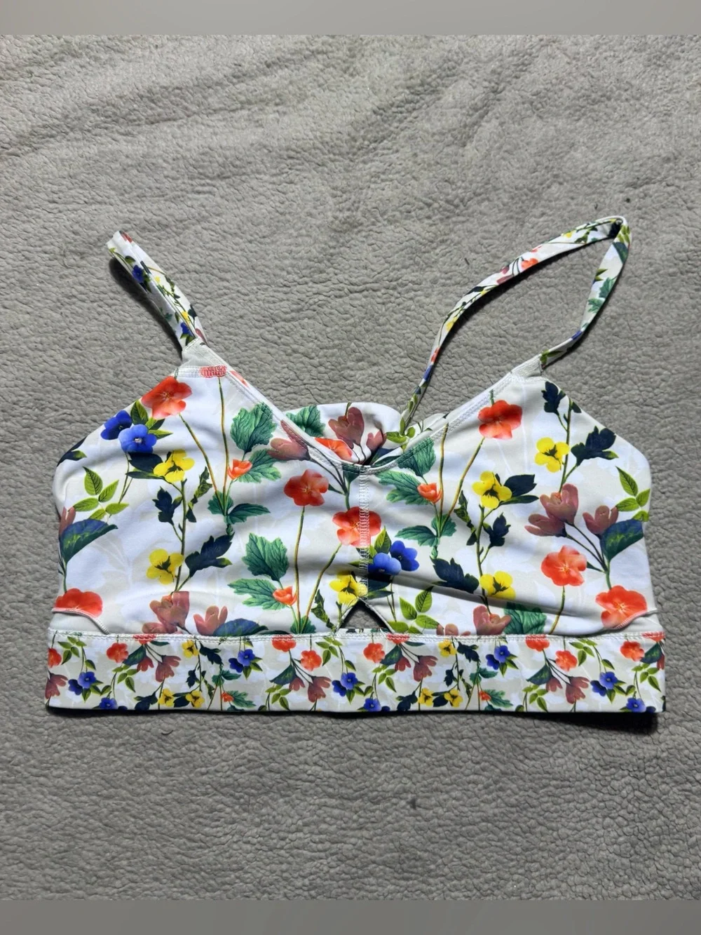 Fabletics Sports Bra Womens Large Kenzie Poppy Field Print Moisture Wicking